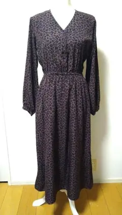 Sugar spoon ヒョウ柄Vネックマキシワンピース パープル