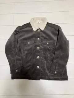 ダークブラウン ボア襟ジャケット 4L レディース　ジャケット　ボア　ブラウン