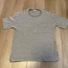グレーとホワイトストライプ Tシャツ Mサイズ