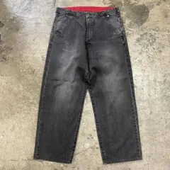 Papas パパス ブラック ワイド デニムパンツ LL ジーンズのサムネイル