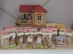 シルバニアファミリー あかりの灯る大きなお家・人形・家具 まとめ売りセット
