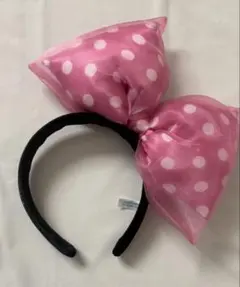 ディズニー ピンク 水玉 リボン カチューシャ