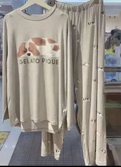 ジェラートピケ SLEEPING DOGワンポイントロンT &ロングパンツ