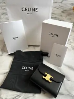 CELINE トリオンフ 三つ折り財布 ブラックのサムネイル