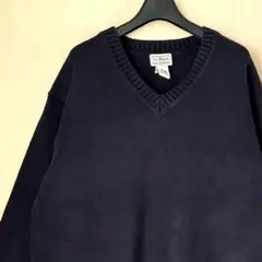 エルエルビーン　コットンニット　Ｖネック　ネイビー　紺　無地