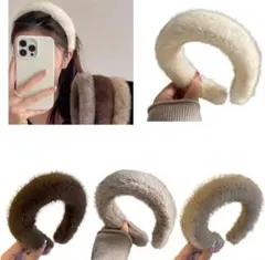 ふわふわ　ファー　カチューシャホワイト　新品