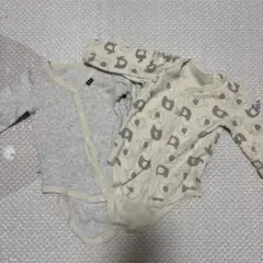 長袖ボディスーツ2枚セット（象柄・グレー）　西松屋　ベビー　ロンパース　肌着