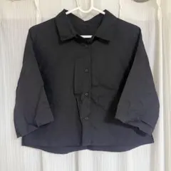 ブラック 半袖 ショート丈 シャツ