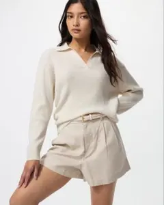 UNIQLO ウォッシャブルニットリブポロセーター L