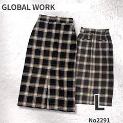 GLOBAL WORK グローバルワーク チェック ロングスカート L ウール混のサムネイル