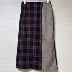 ehkä söpö チェック柄切替タイトスカート