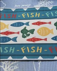 40×60 魚柄 キッチン 浴室 玄関 マット ラグ 滑り止め付き