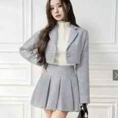 フリージア ラメツイードジャケットxプリーツミニスカートセットアップ grl