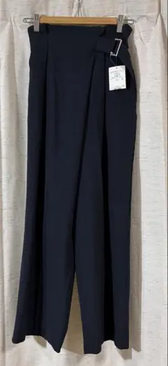 VISネイビー ワイドパンツ ウエストベルト付き