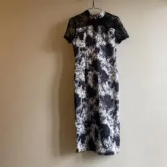 新品未使用　ワンピース　ひざ丈　レース　チャイナ　チャイナドレス　花柄