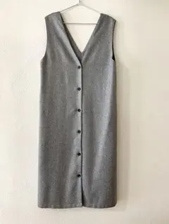 グレー ノースリーブ ロングワンピース　ロングベスト