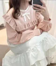 フロントリボン配色フリルニットZOZOTOWN限定アイテム apres jour