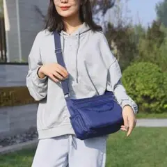 ショルダーバッグ 2Way 斜めがけ 肩掛け ナイロン 軽量 シンプル ブルー系