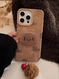 iPhoneケース　プードル柄　ブラウン　iPhone15 SHEEN