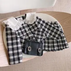 フォロー割＆即日発送♡フォーマル チェック 上下セット 140cm