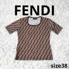 FENDI フェンディ 半袖 総柄 カットソー 38 ブラウン ズッカ