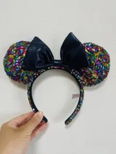 ミッキー耳カチューシャ カラフルスパンコール
