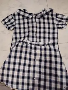 チェック柄半袖ワンピース セットアップ