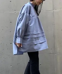 AS KNOW AS PINKY たっぷりタックブラウスボリューム袖チュニック