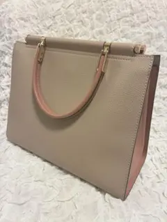 アネモネ（ANEMONE）バイカラーのスクエアバッグ　ベージュ　ピンクのサムネイル