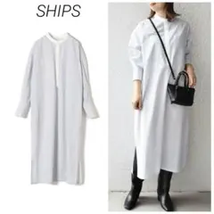 SHIPS ブロードバンドカラーシャツワンピース