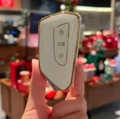 フォルクスワーゲン VW ホワイト 白 ゴールド キーカバー キーケース TPU