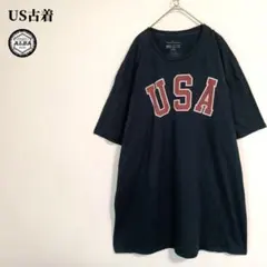 US古着　Tシャツ　USA直輸入　90s　アメリカ製　紺　ネイビー　赤　2XL