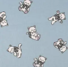 ミルクラテ　シーチング　ねこちゃん　ブルー　生地　1m