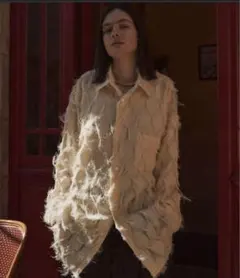 h シースルージャガードフリンジシャツ　seyto