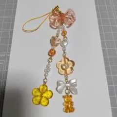 ビーズキーホルダー　オレンジ