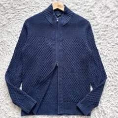 極美品　ジョゼフオム　シルク混　ドライバーズニット　ワッフル　ネイビー　紺　46