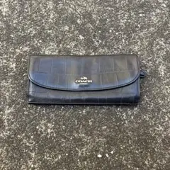 COACH ブラックレザー 長財布 クロコダイル柄 黒 財布 ポーチ 大人