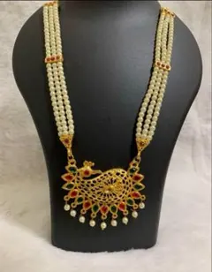 【新品】ロングパールネックレス「タナマニ」孔雀モチーフネックレス