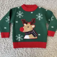 トナカイ　緑セーター　110センチ
