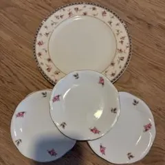 ケーキ皿 ナルミ大皿1枚と薔薇中皿5枚セット 計6枚セットまとめ売り