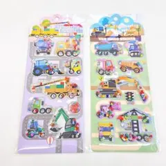 ウォーターシール 乗り物 はたらく車 立体シール 海外限定 シャカシャカシール②