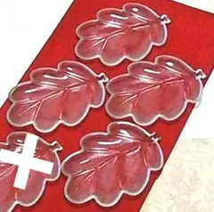 木の葉形ガラスプレート 4枚セット デザート皿 ガラス皿 銘々皿 サラダ皿