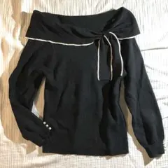 2000s Gothic Wishcore オフショルBIGリボンニット