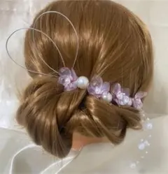 アメリカンフラワー 髪飾り 結婚式 ヘアアレンジ クリア