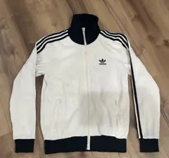 adidas ジップアップパーカーホワイト/ブラック