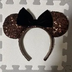 ディズニー　ミニー　カチューシャ　スパンコール　ブラウン