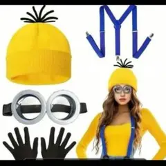 ミニオン コスプレ ハロウィン USJ なりきり ニット帽 メガネ 手袋