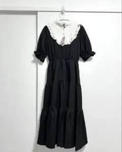 新品　青木美沙子　ワンピース　ブラック　黒　ヨーク襟　S しまむら