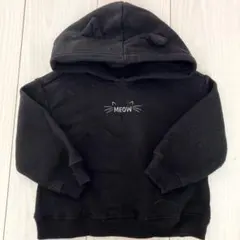 baby GAP ブラック フード付きパーカー 2歳　猫　裏起毛