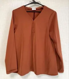 URBAN RESEARCH DOORS Vネックブラウン長袖ブラウス